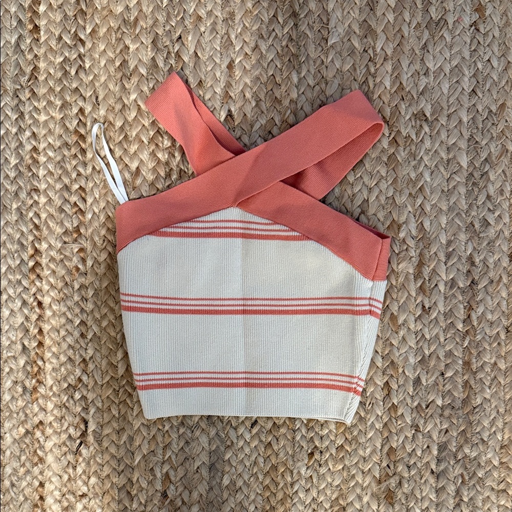 Aritzia Coral and White Striped Tank Top